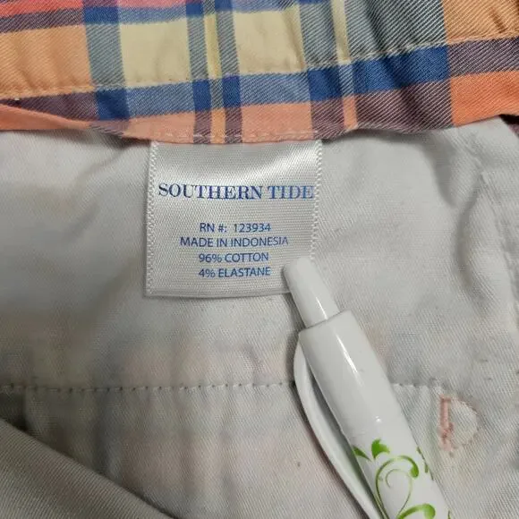 SOUTHERN TIDE SKIPJACK 9 INCH SHORTS PLAID SIZE 34 PASTEL BEACH GOLF COTTON - Picture 9 of 11